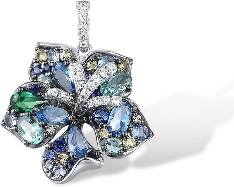 Santuzza Sterling Silver Gemstone Flower Pendant for Women - Image 1